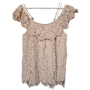 No Boundaries Pink Lace Cold Shoulder Tank Top Size XL (15-17)